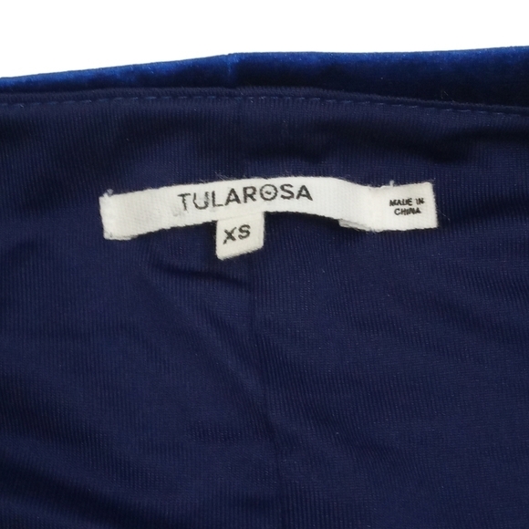 Tularosa Ryland Royal Blue Velvet Long Sleeve Deep V-Neck Empire Waist  Xsmall - Picture 7 of 13